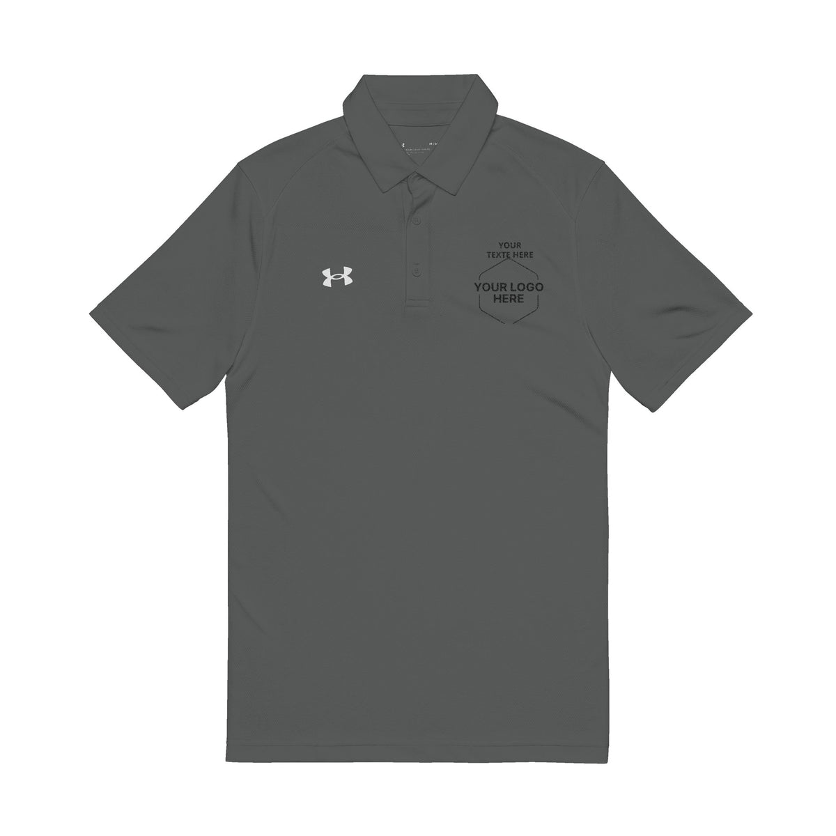Embroidered 'Print My Way' White Polo Shirt — Men's Performance Golf Polo