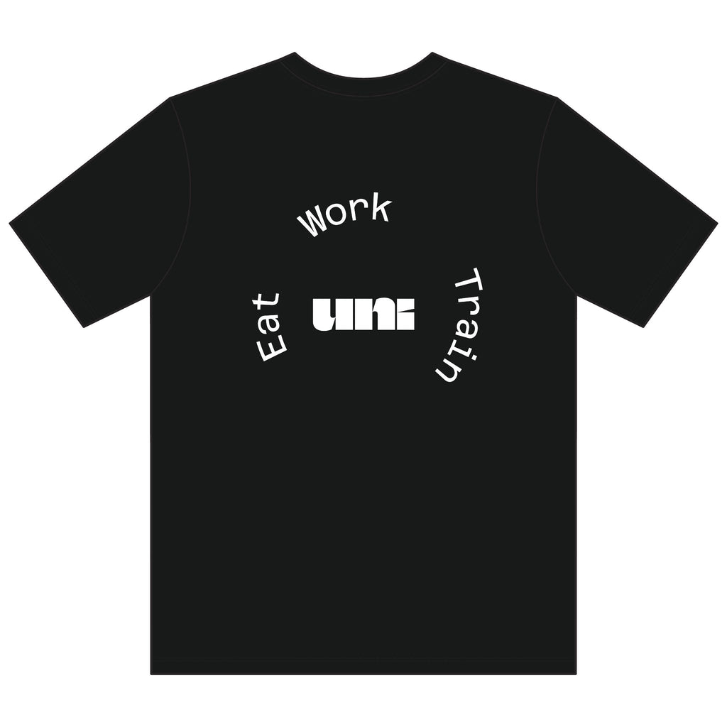 Compression Sleeve Tee — Uni Wear Logo "Eat Work Train" Graphic