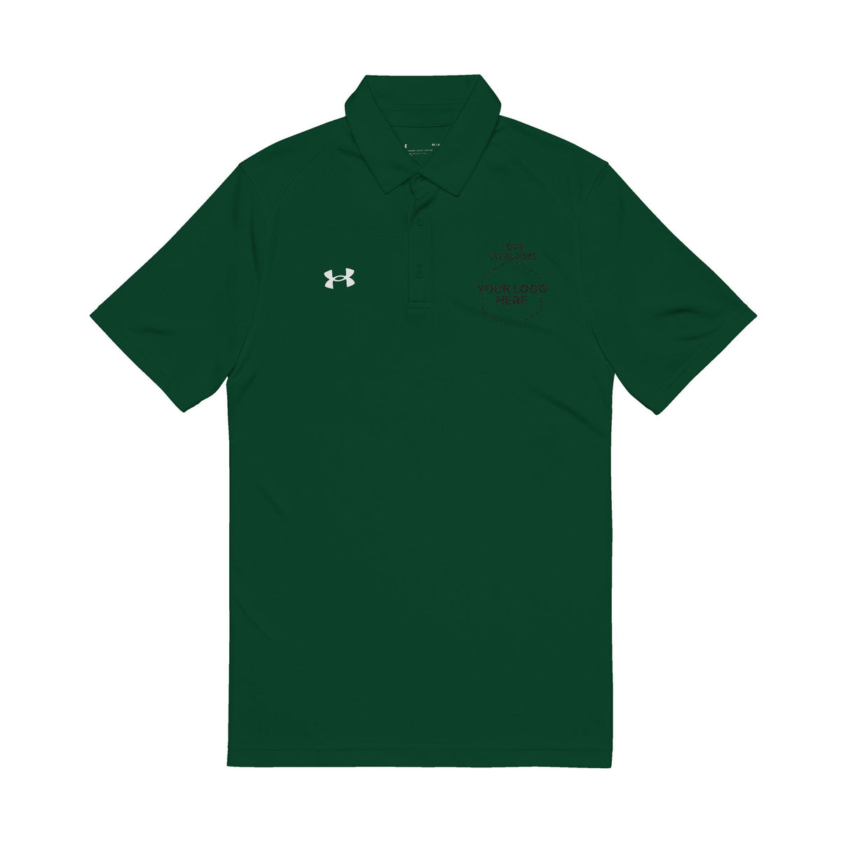 Embroidered 'Print My Way' White Polo Shirt — Men's Performance Golf Polo