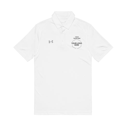 Embroidered 'Print My Way' White Polo Shirt — Men's Performance Golf Polo