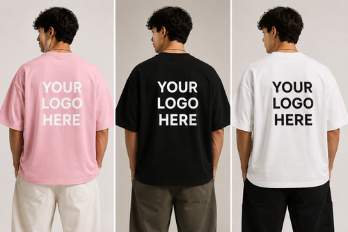Boxy Tee - 'Your Logo Here' Oversized Unisex T-Shirt Mockup